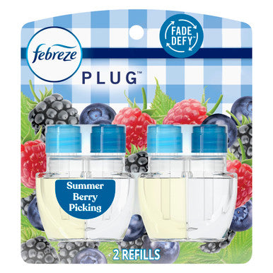 Febreze Plug In Air Freshener Odor-Fighting Scented Oil Refill Summer Berry Picking 2 Refill