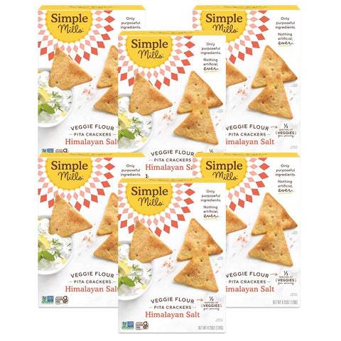 Simple Mills Veggie Pita Crackers Himalayan Salt Gluten Vegan Healthy Snacks Paleo Friendly 4.25 Ounce (Pack of 1)