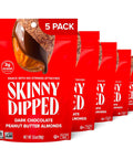 SkinnyDipped Dark Chocolate Cocoa Almonds, Healthy Snack, Plant Protein, Gluten Free, 3.5 oz Resealable Bags (Pack of 5)