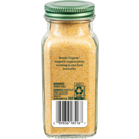 Simply Organic Garlic Powder, 3.64-Ounce Jar, Pure A-Grade Organic Garlic, Dried & Ground, Kosher, No ETO, Non GMO | Pure A-Grade Organic Garlic, Dried & Ground, Kosher, No ETO, Non GMO