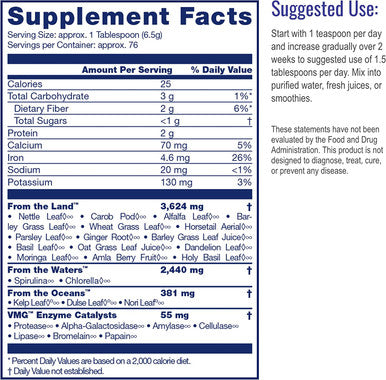 HealthForce SuperFoods Vitamineral Green Powder - 500 Grams - All Natural Green Superfood Complex with Vitamins, Minerals, Amino Acids & Protein - Organic, Vegan, Gluten Free - 50 Servings