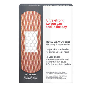 Band-Aid Brand Tough Strips Adhesive Bandage For Minor Cuts & Scrapes, All One Size, 20 Ct