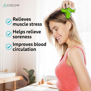 Mini Handheld Massager - Green - Powerful Massage Vibrations For Muscle Relief & Relaxation - Portable Therapeutic Device W/ 2 Convenient Power Modes (Battery Operated & Usb Powered)