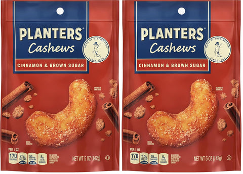 PLANTERS Cashews Cinnamon & Brown Sugar - Trail Mix Snack Pack - Snacks with Cinnamon & Brown Sugar, Snack Pack, Party Trail Mix, 5 Oz Bag