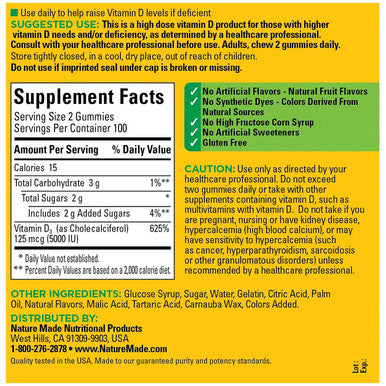 Nature Made Extra-Strength Vitamin D3 5000 Iu (125 Mcg) Gummies (200 Count)