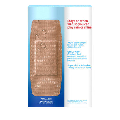 Band-Aid Tough-Strips Adhesive Bandages, Waterproof, Extra Large, 10 Ct.