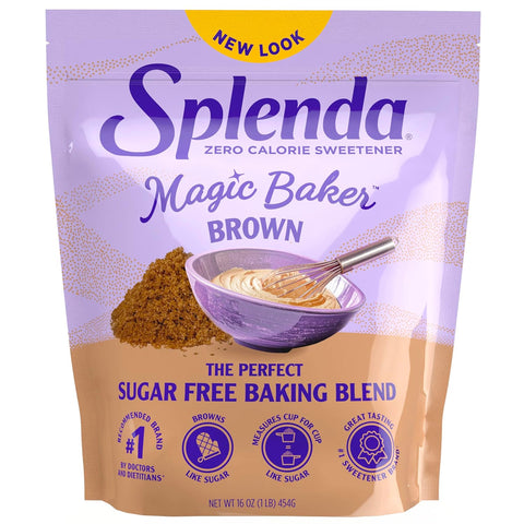 SPLENDA Magic Baker Brown Zero Calorie Plant Based Granulated Baking Blend with Stevia Erythritol and Allulose Zero Sugar Keto Friendly 1lb (16 oz) Pouch (Pack of 1)