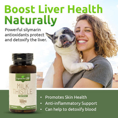 Lignans For Life Milk Thistle Seed Extract Herbal Supplement For Dogs, 100Mg - 60 Vegetarian Capsules, Canine Liver Health, Natural Milk Thistle Supplement, Liver Supplement, Liver Support Supplement
