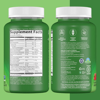 Garden of Life Calcium Magnesium Gummies With D3 & K2 Supports Bone Health & Bone Strength + Prebiotics & Probiotics For Digestive Support Vitamin Code Non-Gmo Gluten-Free 60 Raspberry Gummies 30 Day Supply