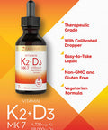Carlyle Liquid Vitamin K2 MK-7 and D3 | 2 Fl Oz Drops | Vegetarian, Non-GMO, Gluten Free Supplement