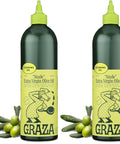 Graza Sizzle Extra Virgin Olive Oil, Cooking Oil - High Polyphenol Peak Harvest EVOO Cooking Oil in a Squeeze Bottle - Single Origin Olive Oils from Spain - 25.3 Fl Oz (750ml)