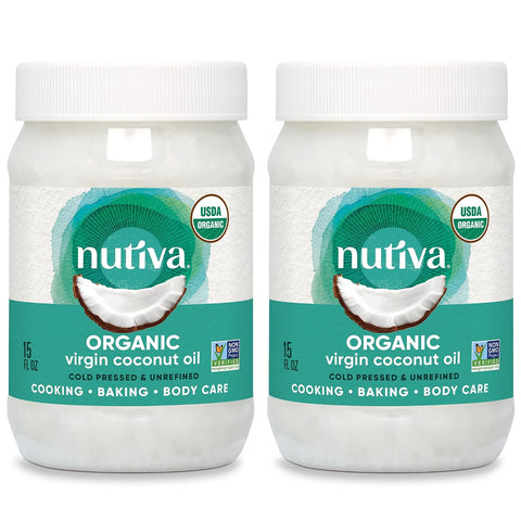 Nutiva Organic, Cold-Pressed, Unrefined, Virgin Coconut Oil from Fresh, non-GMO, Sustainably Farmed Coconuts, 15-ounce