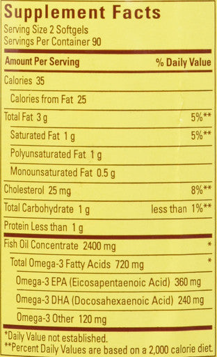 Nature Made Fish Oil 1200 Mg Liquid Softgels Value Size 180 Ct.