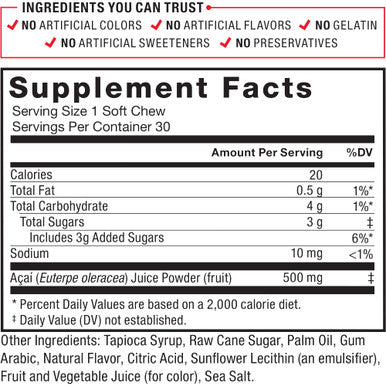 Force Factor Soft Chews for Immune Support, Oxidative Defense, & Superfood & Antioxidants Supplement, Non-GMO, Gluten-Free, & Vegan, Berry Flavor, 90 Soft Chews, 3 Packs, 18 Ounces