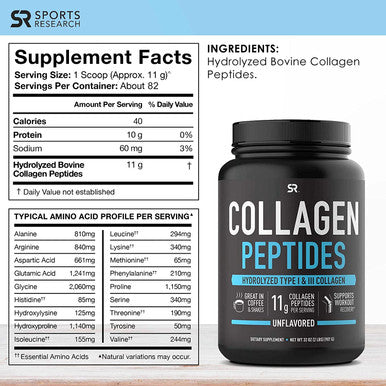 Sports Research Collagen Peptides 32oz Digestive Enzymes 90ct Bundle