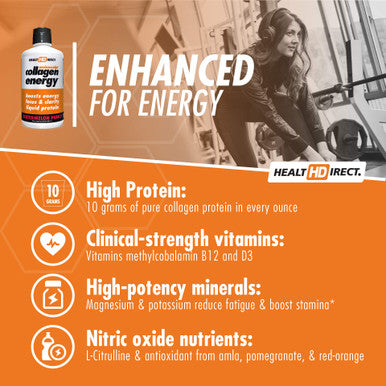 AminoSculpt Collagen Energy Liquid Collagen Peptides 10,000,000 MCG for Joint Health, Recovery, and Boosts Energy, 30 Fl Oz, by Health Direct