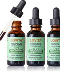 LOVITA Bee Propolis Liquid Extract 30 Day Supply 5:1 Resin Drops with 18% Bioflavonoids Alcohol Free Antioxidant Immune Support and Throat Soothing Gluten Free Non GMO
