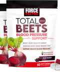 Force Factor Total Beets Pressure Support Supplement, Beets Supplements with Beets Powder, Great-Tasting Beets Chewables for Heart-Healthy Energy, and Increased Nitric Oxide,, 120 Chews, 2-Pack