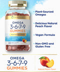 Carlyle Omega 3 6 7 9 Gummies | 120 Count | Vegan Plant Sourced Supplement | Peach Flavor