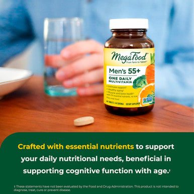 MegaFood Men'S 55+ One Daily - Multivitamin For Men With B12 C And D Vitamins And Zinc - Optimal Aging And Muscle And Bone Health - Vegetarian - Made Without 9 Food Allergens - 90 Tabs