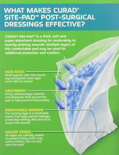 Curad Sitepad Surgical Dressings 5 Inches X 9 Inches 12 Each (Pack of 3)