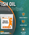 BulkSupplements Fish Oil 1000mg Softgels - Fish Oil Supplement - Fish Oil Omega 3 Supplement - Fish Oil Pills - 1 Fish Oil Softgels (1000mg) - 100-Day Supply (100 Softgels)