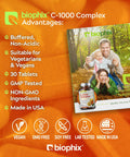 Biophix Vitamin C-1000 Mg 30 Tablets Complex - Vegan With Calcium Citrus Bioflavonoids Acerola Rutin - Supports Immune Health