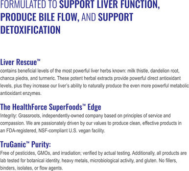 HealthForce SuperFoods Liver Rescue - 30 VeganCaps - All Natural Liver Regenerator Supplement with Milk Thistle & Dandelion Root - Gluten Free - 15 Servings