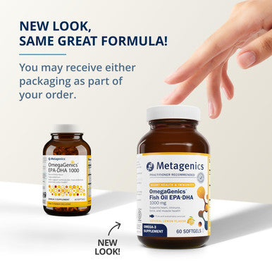 Metagenics OmegaGenics EPA-DHA 1000 Omega-3 Oil Daily Supplement to Support Cardiovascular Musculoskeletal & Immune System Health 60 count