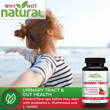 Why Not Natural 5-In-1 Uti Pills With D Mannose, Cranberry Pac Extract, Probiotics And Vitamin C & D - Urinary Health Formula For Women And Men