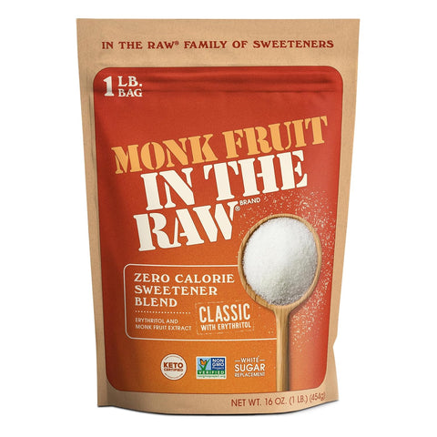 Monk Fruit In The Raw, Golden Monk Fruit Sweetener Bag, 1 LB | Keto Certified Monk Fruit Sweetener, Perfect Substitute for Raw Cane Sugar, Good for Baking, Zero Net Carbs, Zero Calories