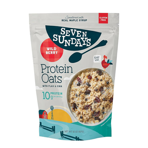 Seven Sundays Protein Oats, Maple Almond, 32 Oz Bag (Pack of 4), Gluten Free, 11g Upcycled Protein, Enjoy Warm, Cool or as Overnight Oats