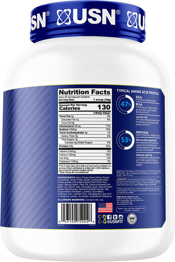 USN Supplements BlueLab 100% Whey Protein Powder, Keto Friendly, Low Carb and Low Calorie, Cookies & Cream, 4.5 Pound