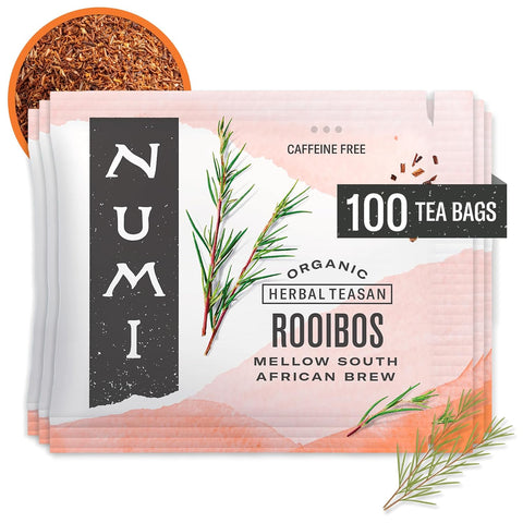 Numi Organic Rooibos Tea, 18 Herbal Tea Bags, Caffeine Free | South African Red Tea with Deep Earthy Vanilla Taste