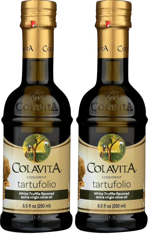 Colavita Flavored EVOO - Tartufolio Condiment, White Truffle Flavored Extra Virgin Olive Oil, 8.5oz Glass Bottle