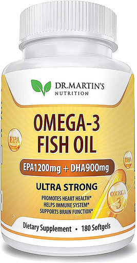 Omega-3 Fish Oil 3750mg Triple Strength - 180 Burpless Softgels | EPA 1200mg + DHA 900mg | Promotes Healthy Heart, Immune System, Eyes, Skin & Brain Function