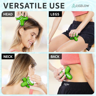 Mini Handheld Massager - Green - Powerful Massage Vibrations For Muscle Relief & Relaxation - Portable Therapeutic Device W/ 2 Convenient Power Modes (Battery Operated & Usb Powered)
