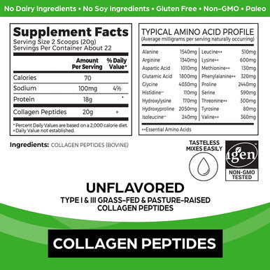 Orgain Hydrolyzed Collagen Peptides Powder 20g Grass Fed Collagen Hair Skin Nail Joint Support Supplement Paleo Keto NonGMO Type I and III 1lb Packaging May Vary