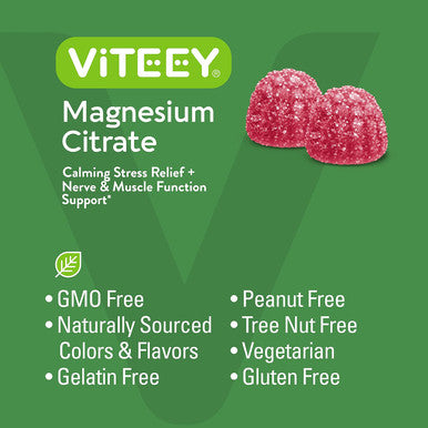 Magnesium Citrate Gummies For Adults & Teens - 66Mg, Supports Calm Mood, Optimal Relaxation, Muscle Function - Vegetarian, Gelatin Free, Gmo - Tasty Chewable Raspberry Flavored Gummy