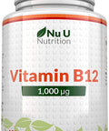 Vitamin B12 1000g - High Strength B12 Methylcobalamin - 180 Vegetarian Tablets (6 Month Supply) - Made in The UK by Nu U Nutrition