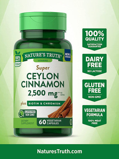 Nature's Truth Cinnamon with Biotin and Chromium Capsules, 60 Count