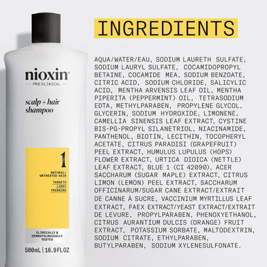 Nioxin System 1 Scalp + Hair Thickening Shampoo | For Natural Hair with Light Thinning | Hair Care Formula with Niacinamide & Biotin
