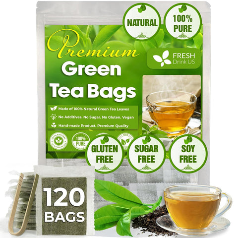 FreshDrinkUS, Premium 50 Mulberry Leaf Tea Bags, 100% Natural & Pure from Mulberry Leaves. Herbal Tea. Made with Natural Material Tea Bags. No Sugar, No Caffeine, No Gluten, Vegan.