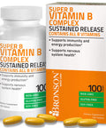 BRONSON Vitamin B Complex Sustained Release - 100 Tablets - Contains All B Vitamins 100