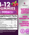 Vitamin B12 Energy Gummies 3000 mcg per Serving Extra Strength B 12 Gummy for Metabolism Immune Support Chewable Dietary B12 Supplements Natural Caffeine Free Gummy Berry Flavor 60 Gummies