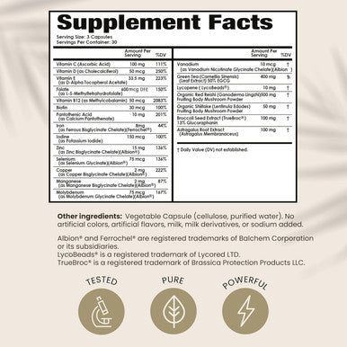 Papclear Physician Formulated All Natural Immune Support Supplement Advanced Powerful Immunity Booster 21 Vitamins & Nutrients With Organic Shiitake Mushroom & Lycopene 90 Capsules Pack Of 1