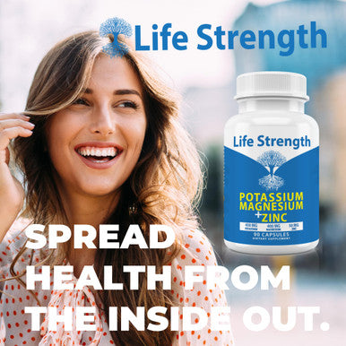 Life Strength Magnesium Potassium Supplements + Zinc 90 Capsules For Vascular Health - High Absorption Vegan, Natural Ingredients Supplement For Leg Cramps And Sleep
