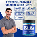Sugar-Vitamin D3 K2 Gummies, Vitamin D3 10000Iu & Vitamin K2(Mk7) 200Mcg With Calcium, D3 K2 Vitamin Supplements For Adults - Bones Muscle Teeth Immune Support