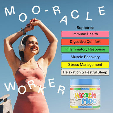 Miracle Moo Colostrum Unflavored 60 Serving + Colostrum Orange Stick Packets 30 Servings