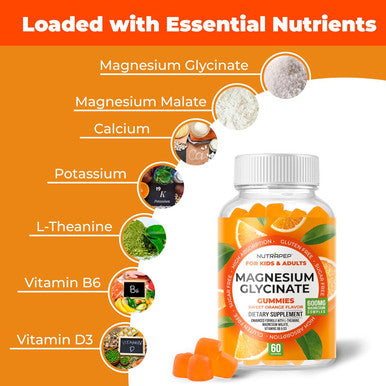 Magnesium Glycinate Gummies For Kids & Adults Women & Men - Sugar Gluten Non-Gmo Vegan Chewable Supplement